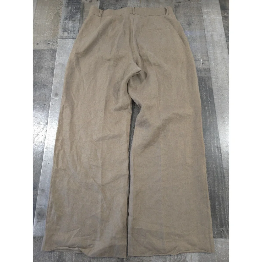 Reformation Olina Wide Leg Rich 100% Linen Pants Khaki Brown Muted Taupe Size 8